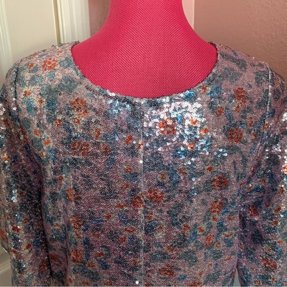 NWT Ichi Mini Sequined Trapeze Dress with Flared Short Sleeved, size 4 - Picture 9 of 10